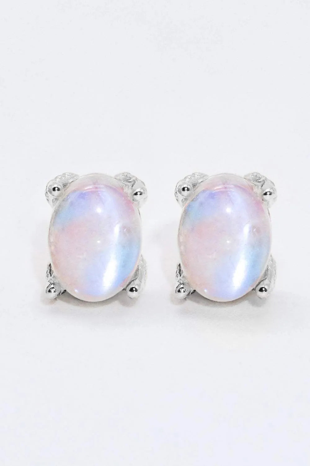 Natural Moonstone 4-Prong Stud Earrings Moonstone - Tophatter Daily Deals